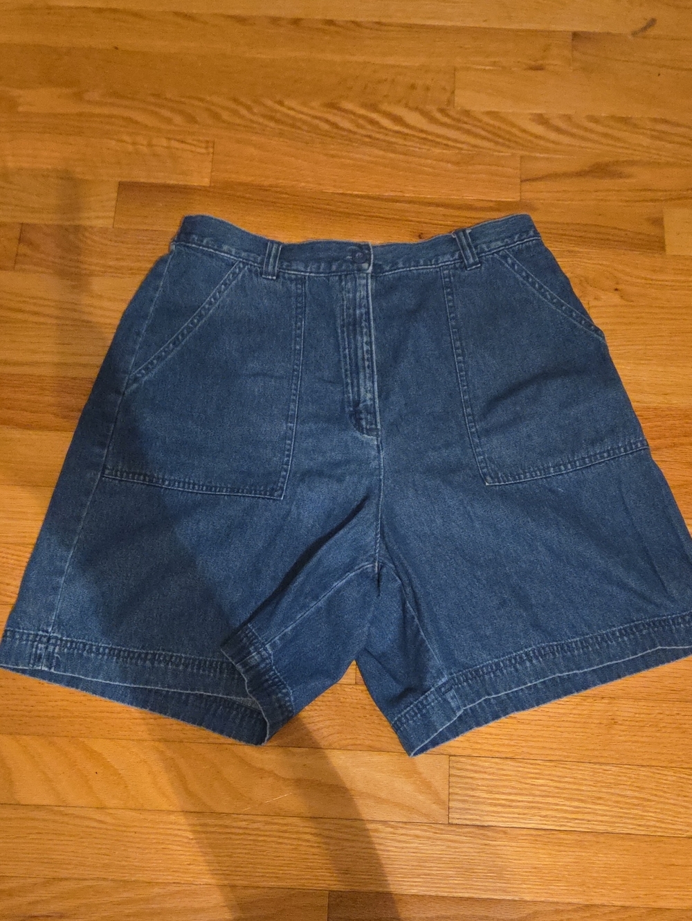 Karen Scott Dark Blue Denim Front-Pocket Shorts